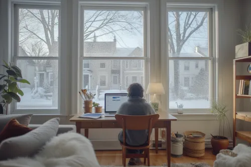 Fenêtre moderne avec étiquette énergétique montrant les valeurs Uw, Ug et Sw pour économies d'énergie