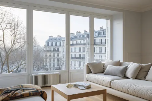 Facture de chauffage réduite avec thermostat intelligent et billets d'euros symbolisant les économies annuelles